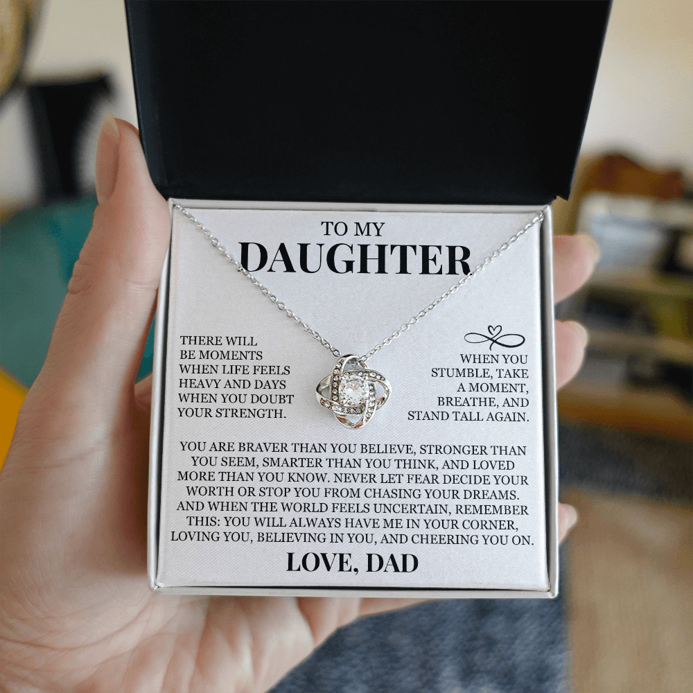 To My Daughter "You Are Loved More Than You Know" Love Knot Necklace