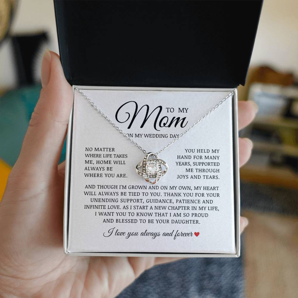 To My Mom on My Wedding Day, Love Knot Necklace