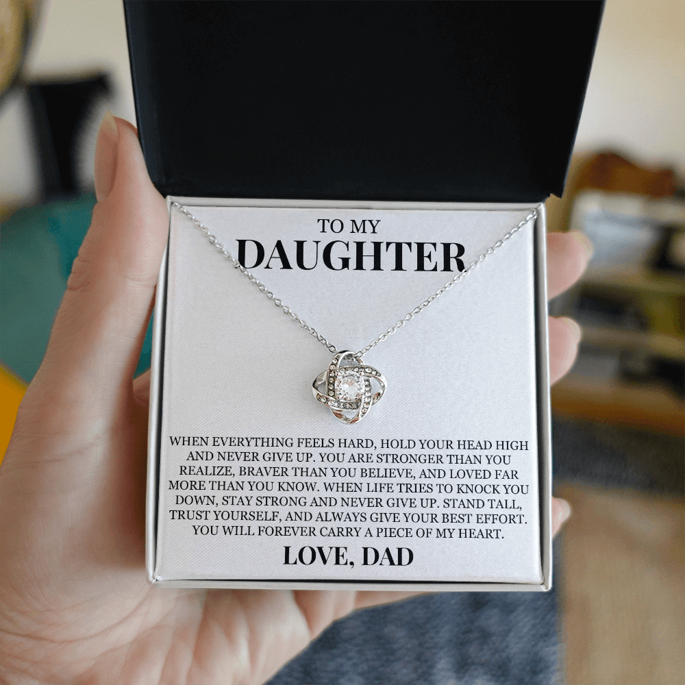 To My Daughter "Hold Your Head High" Love Knot Necklace