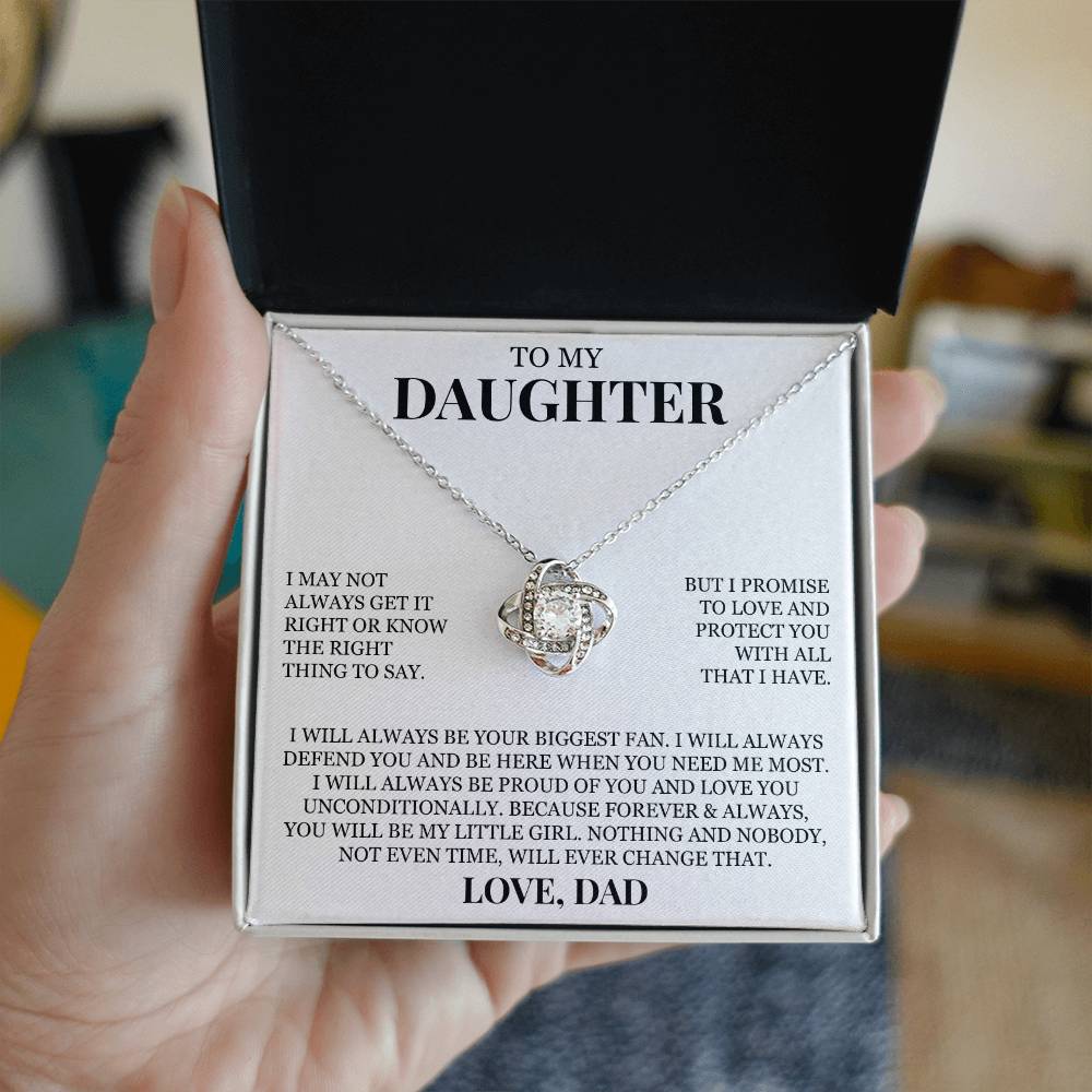 To My Daughter "I Promise To Love and Protect You" Love Knot Necklace