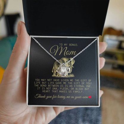 To My Bonus Mom "Thank You For Loving Me As Your Own" Love Knot Necklace