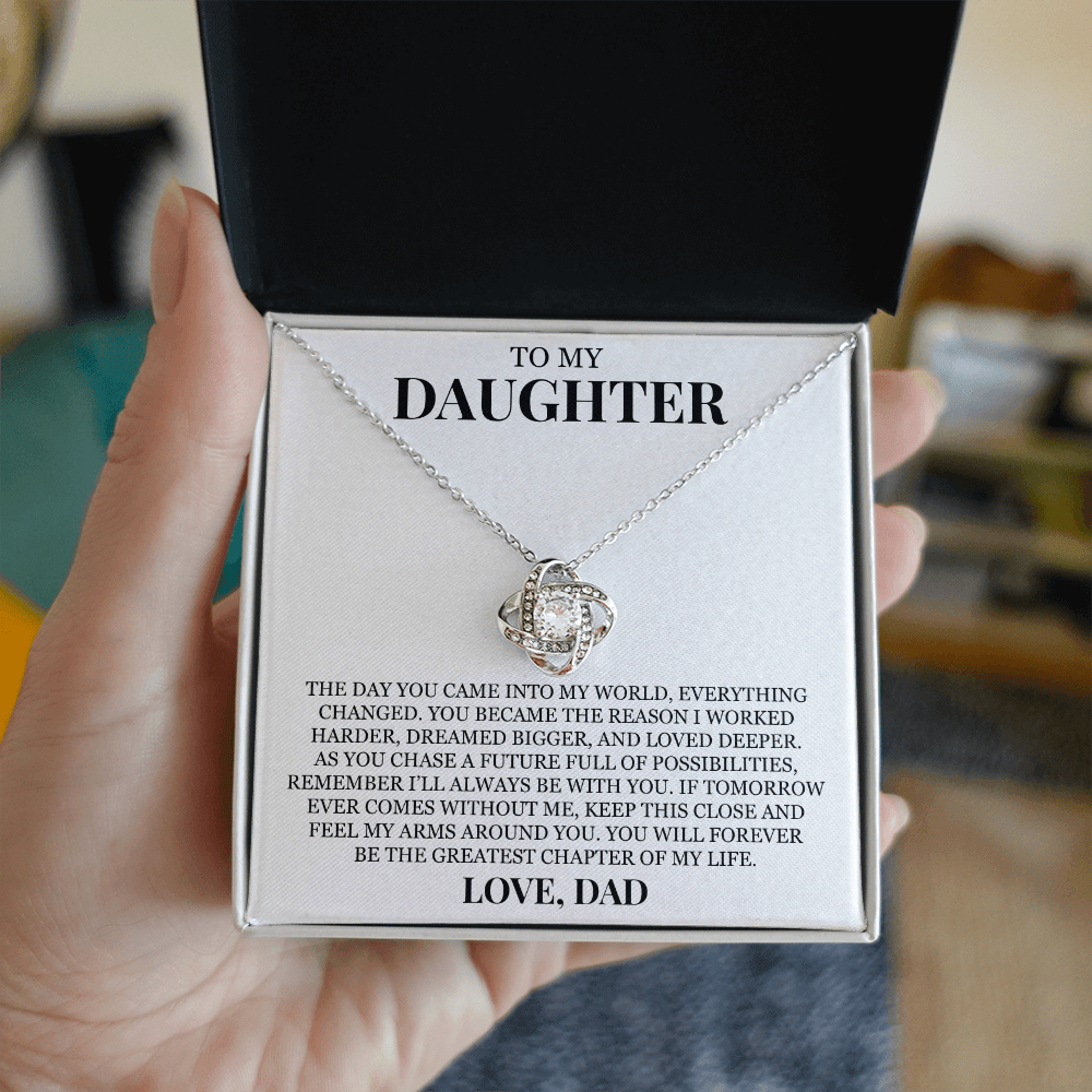 To My Daughter "I'll Always Be With You" Love Knot Necklace