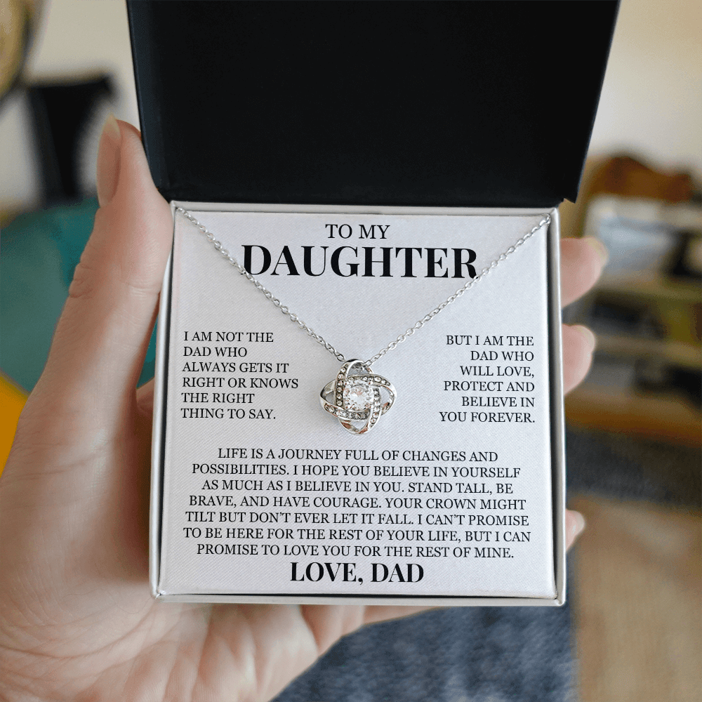 To My Daughter "Love, Protect and Believe In You Forever" Love Knot Necklace