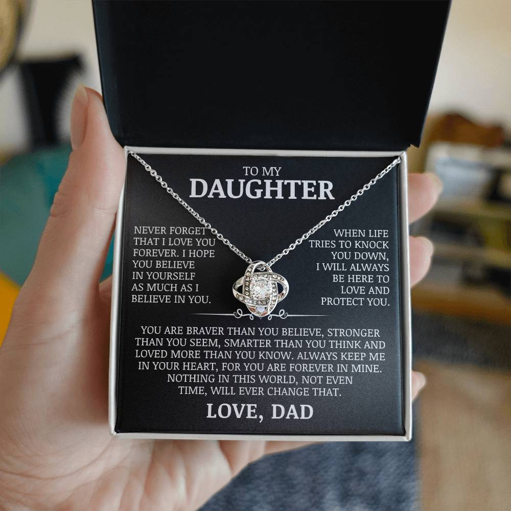 To My Daughter "I Believe In You" Love Knot Necklace