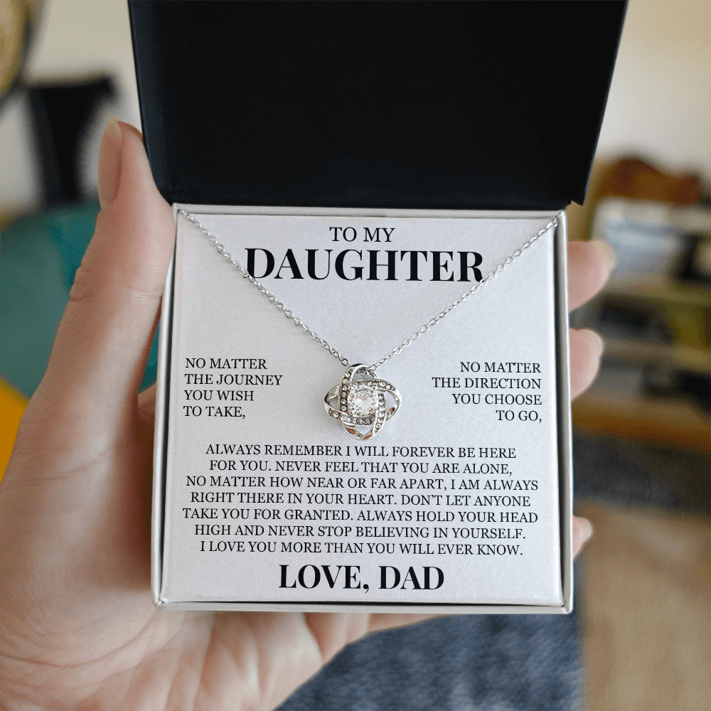 To My Daughter "Never Stop Believing in Yourself" Love Knot Necklace