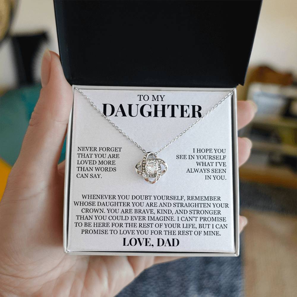 To My Daughter "Never Forget That You Are Loved" Love Knot Necklace
