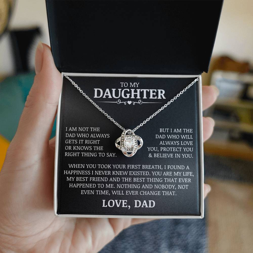 To My Daughter "Love You, Protect You & Believe In You" Love Knot Necklace
