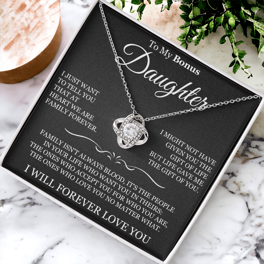 To My Bonus Daughter - Love Knot Necklace
