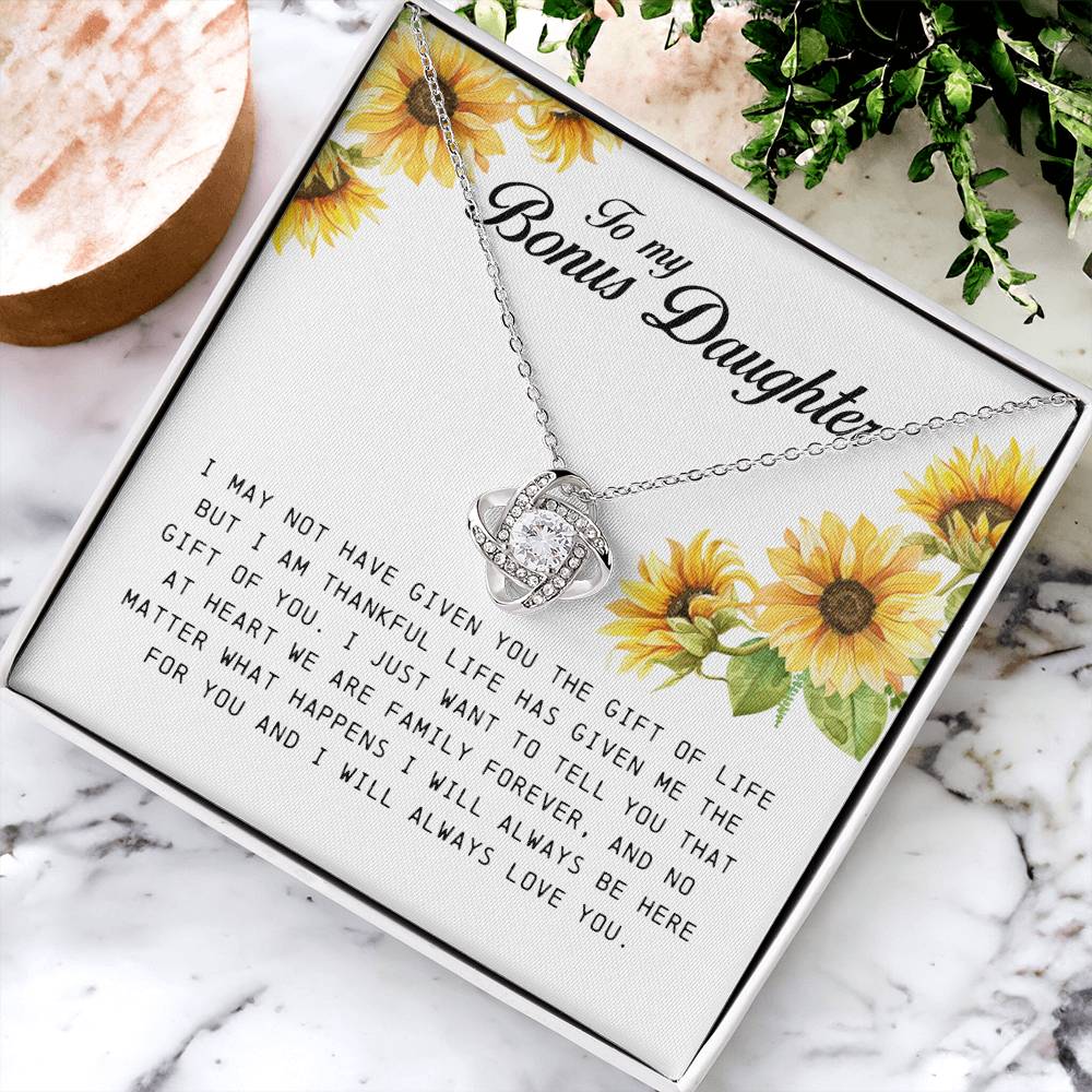 To My Bonus Daughter, Love Knot Necklace