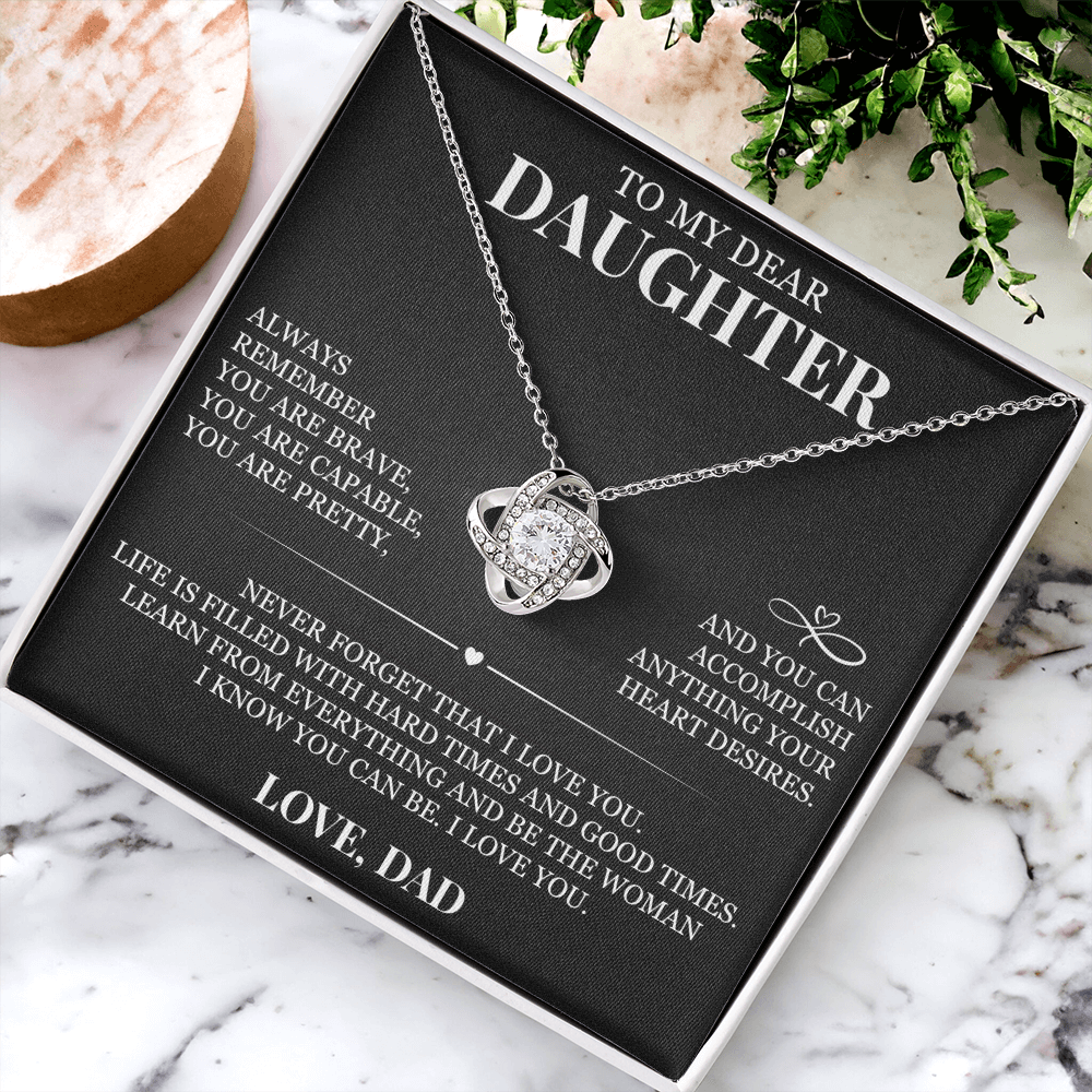 To My Dear Daughter - Love Knot Necklace