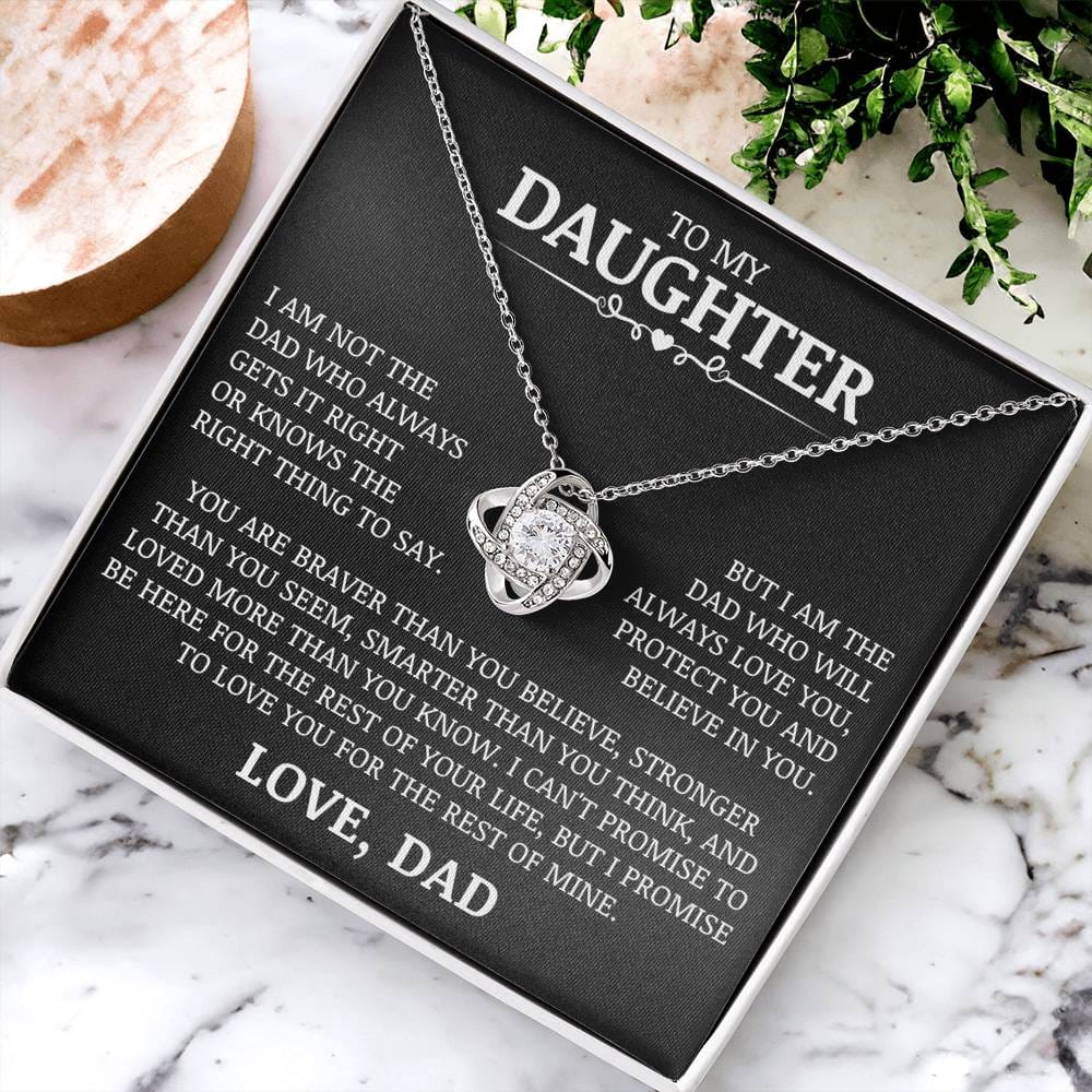 To My Daughter "Love You, Protect You, and Believe In You" Love Knot Necklace