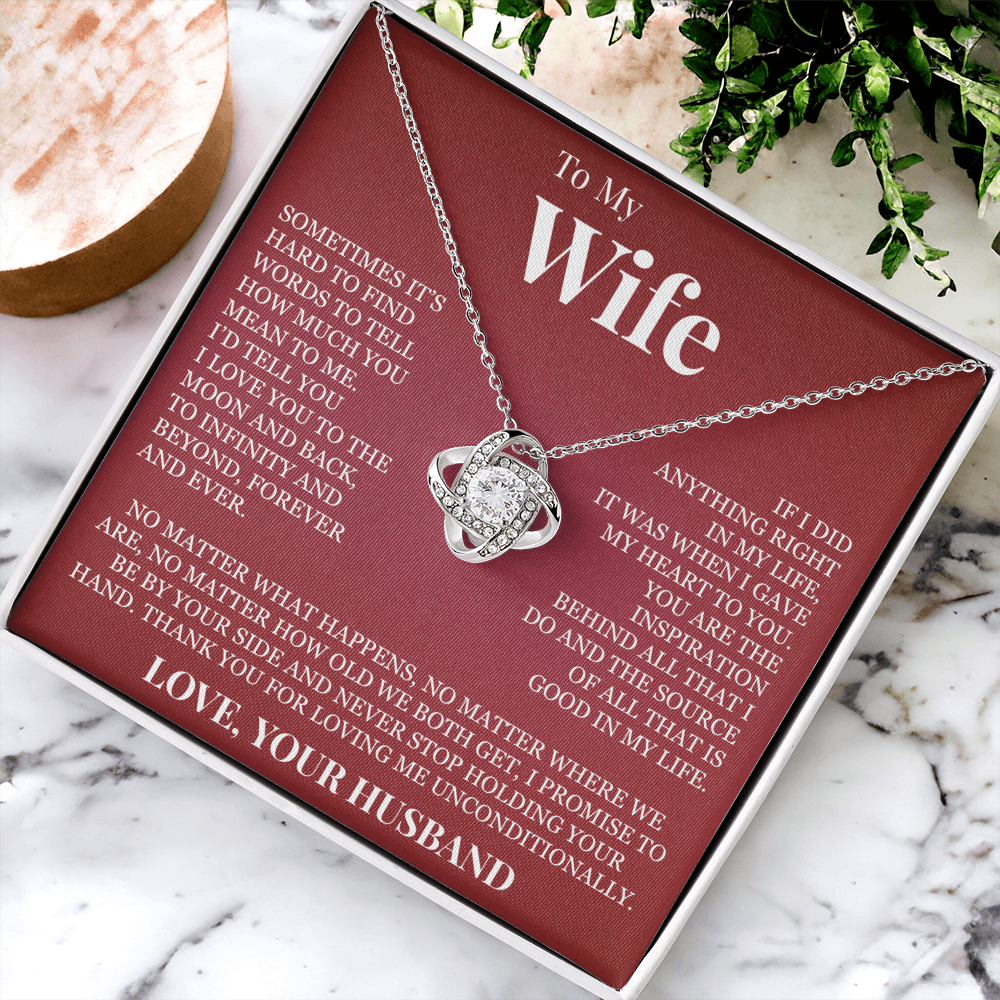 Love Knot Necklace - To My Wife "I Love You To The Moon and Back"