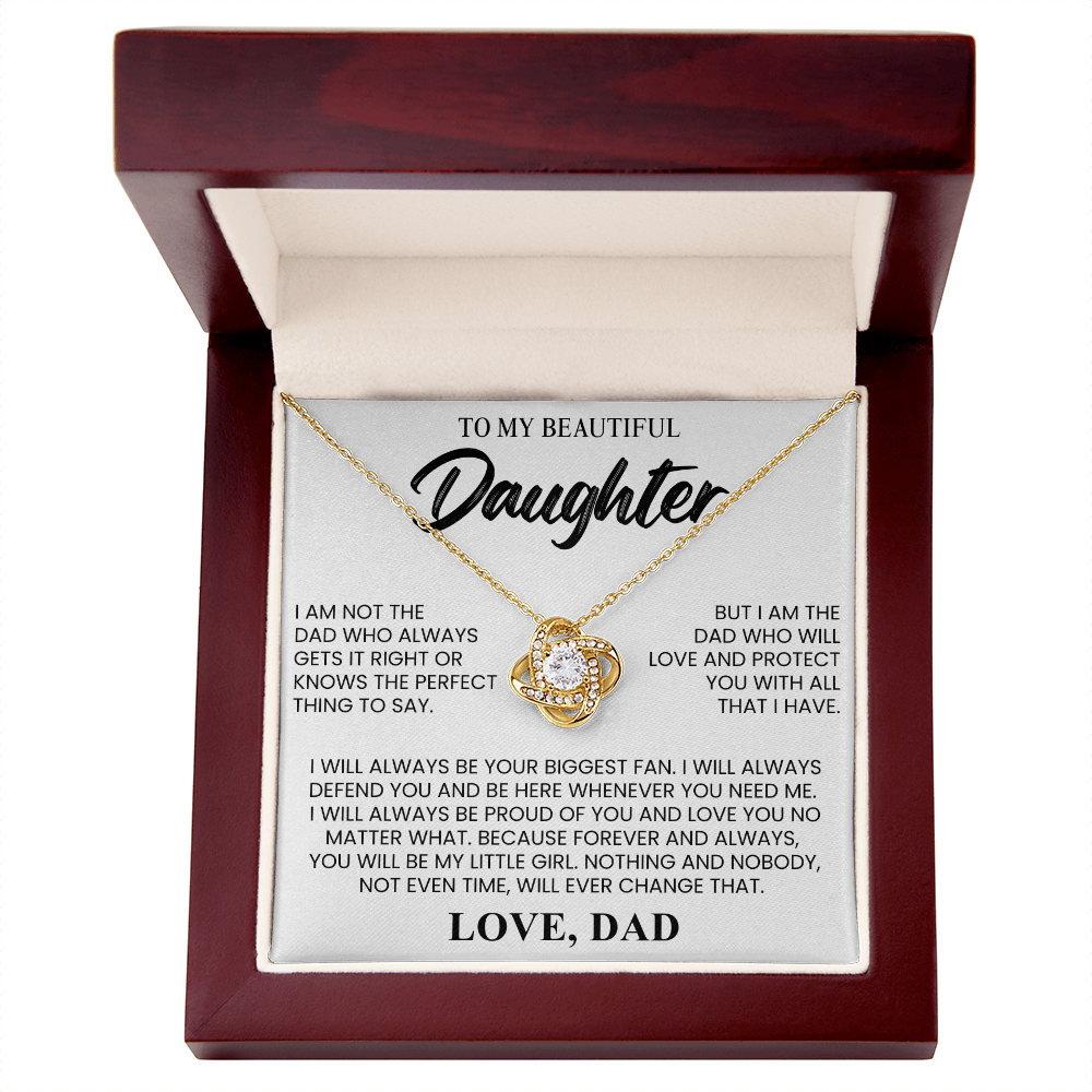 To My Beautiful Daughter "Love and Protect You" Love Knot Necklace