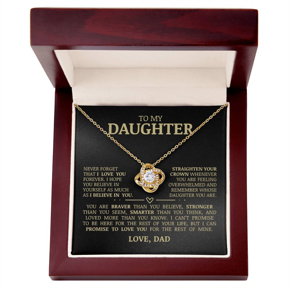 To My Daughter "Believe In Yourself" Love Knot Necklace