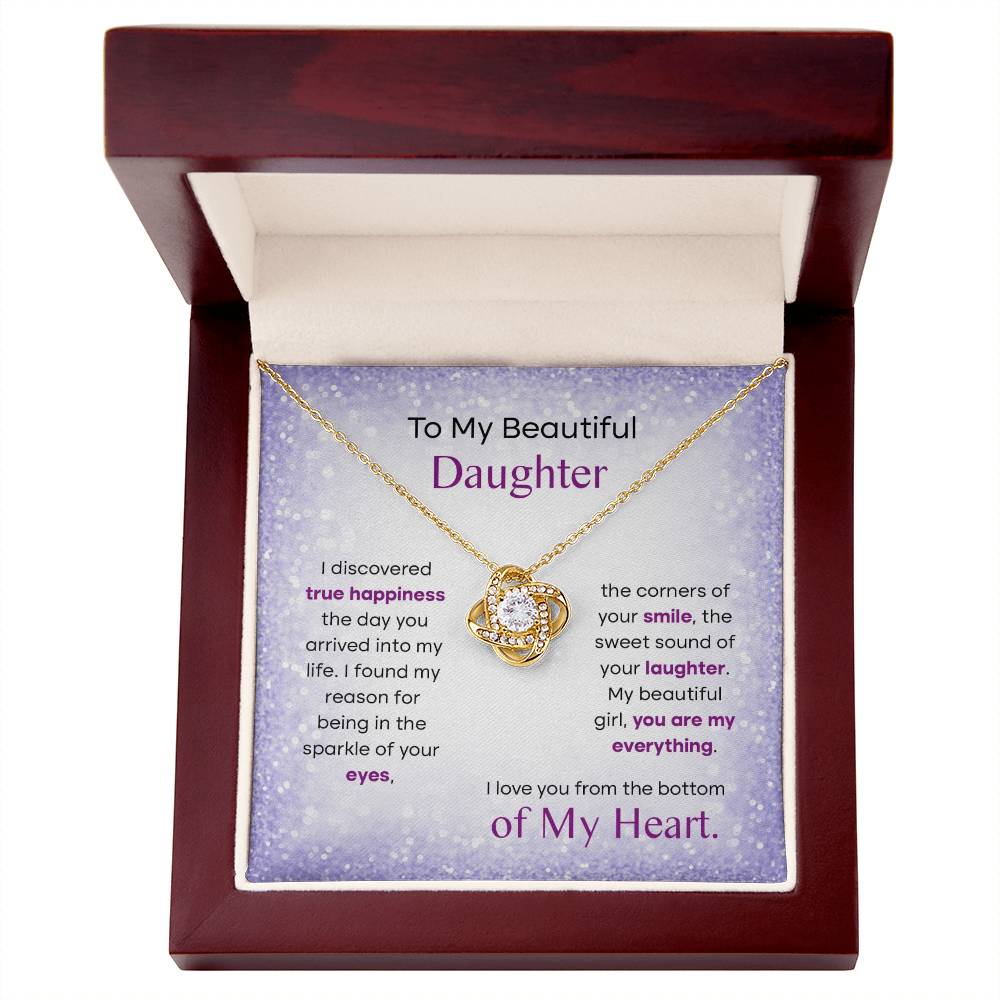 To My Beautiful Daughter, Love Knot Necklace, Gift From Mom