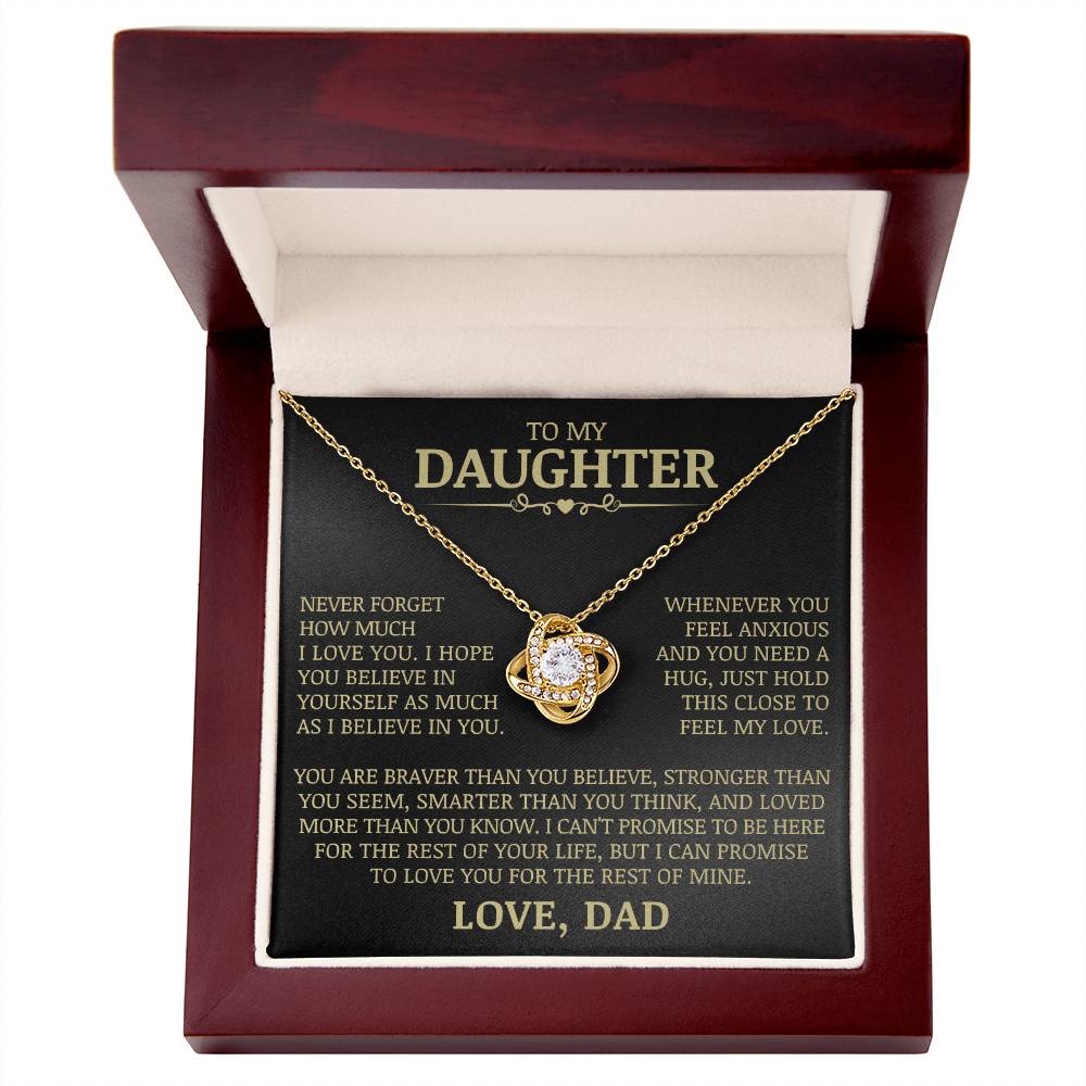 To My Daughter "Never Forget How Much I Love You" Love Knot Necklace