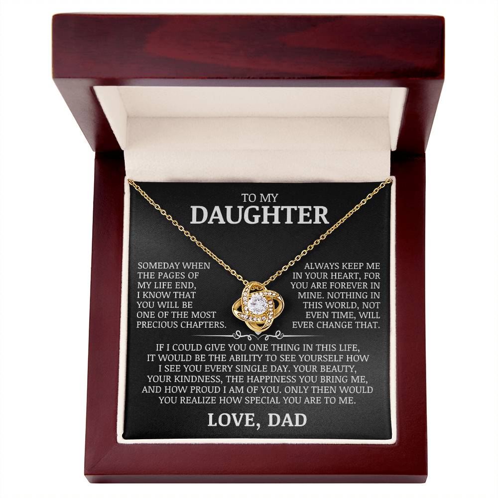 To My Daughter "Always Keep My In Your Heart" Love Knot Necklace