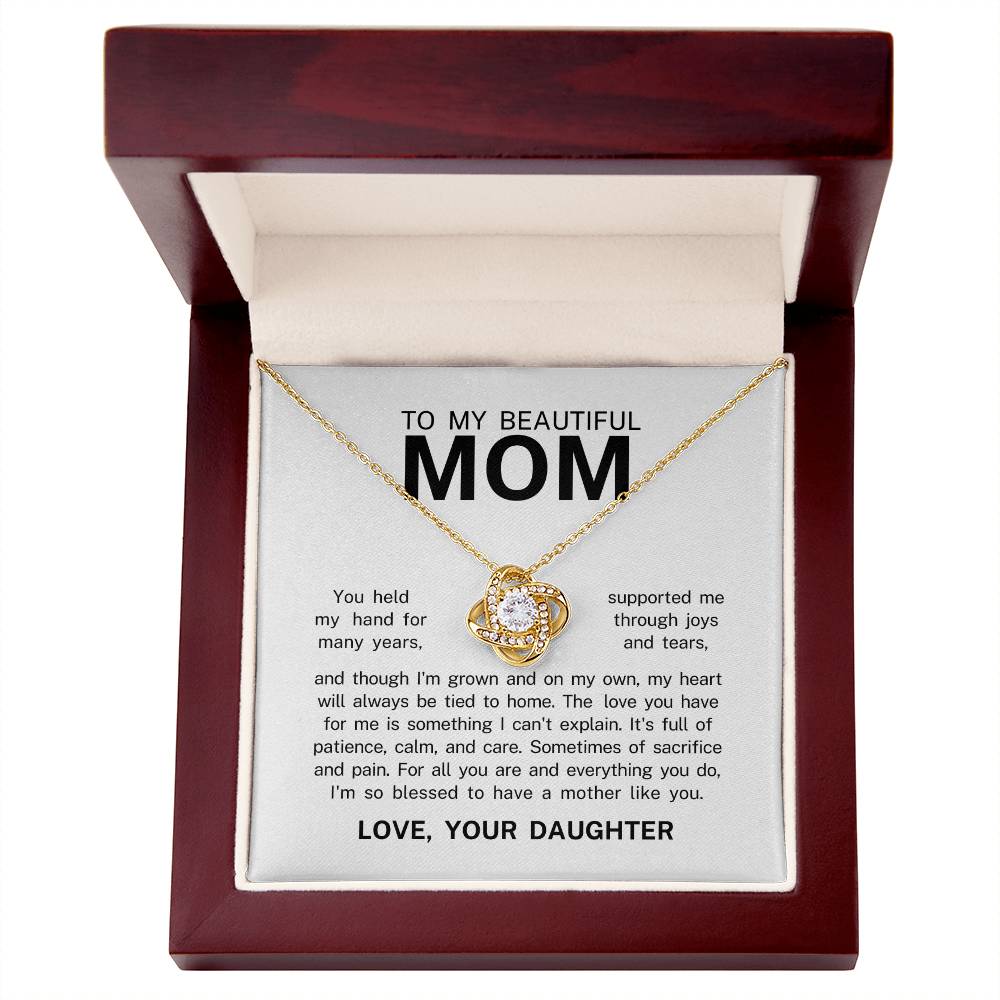 To My Beautiful Mom, Love Knot Necklace