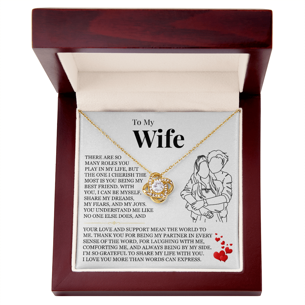 Love Knot Necklace - To My Wife "I Love You More Than Words Can Express"
