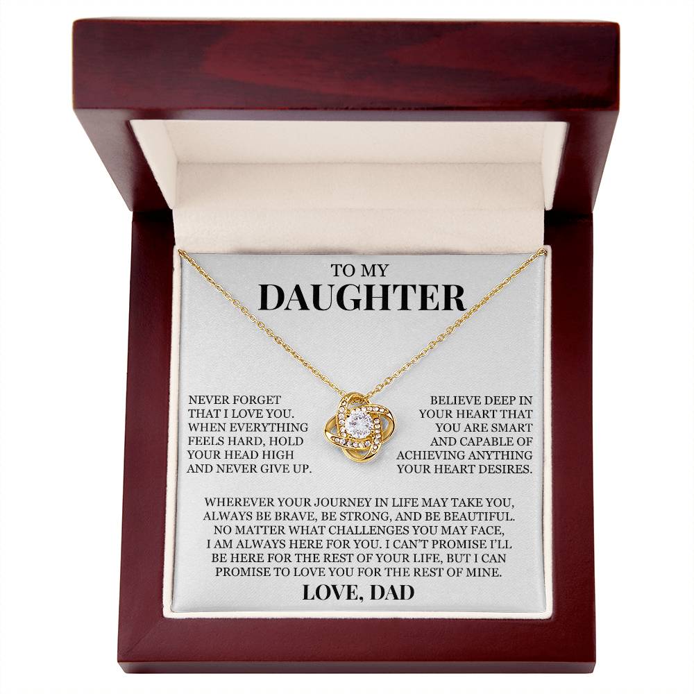 To My Daughter "Hold Your Head High" Love Knot Necklace