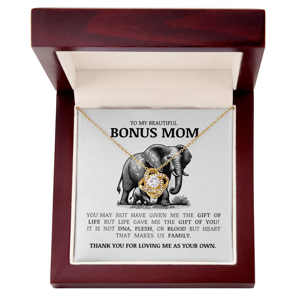 To My Bonus Mom "Thank You For Loving Me As Your Own" Love Knot Necklace