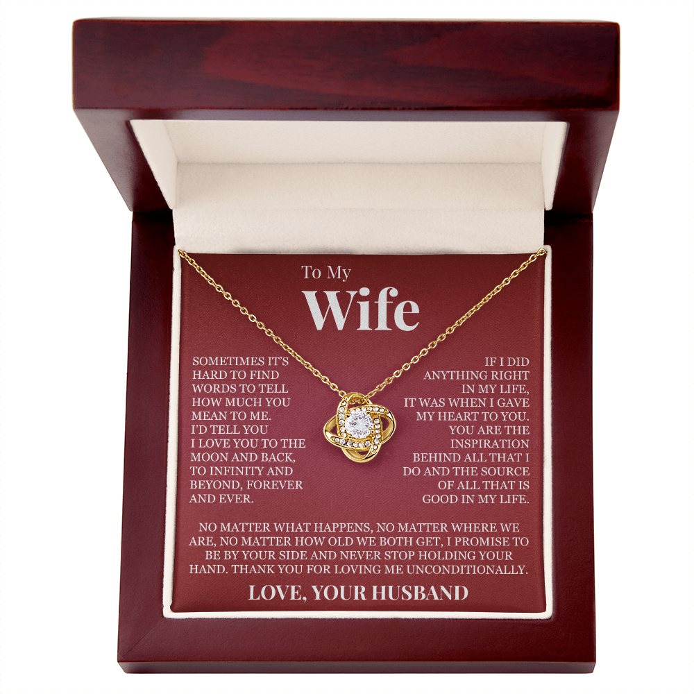 Love Knot Necklace - To My Wife "I Love You To The Moon and Back"