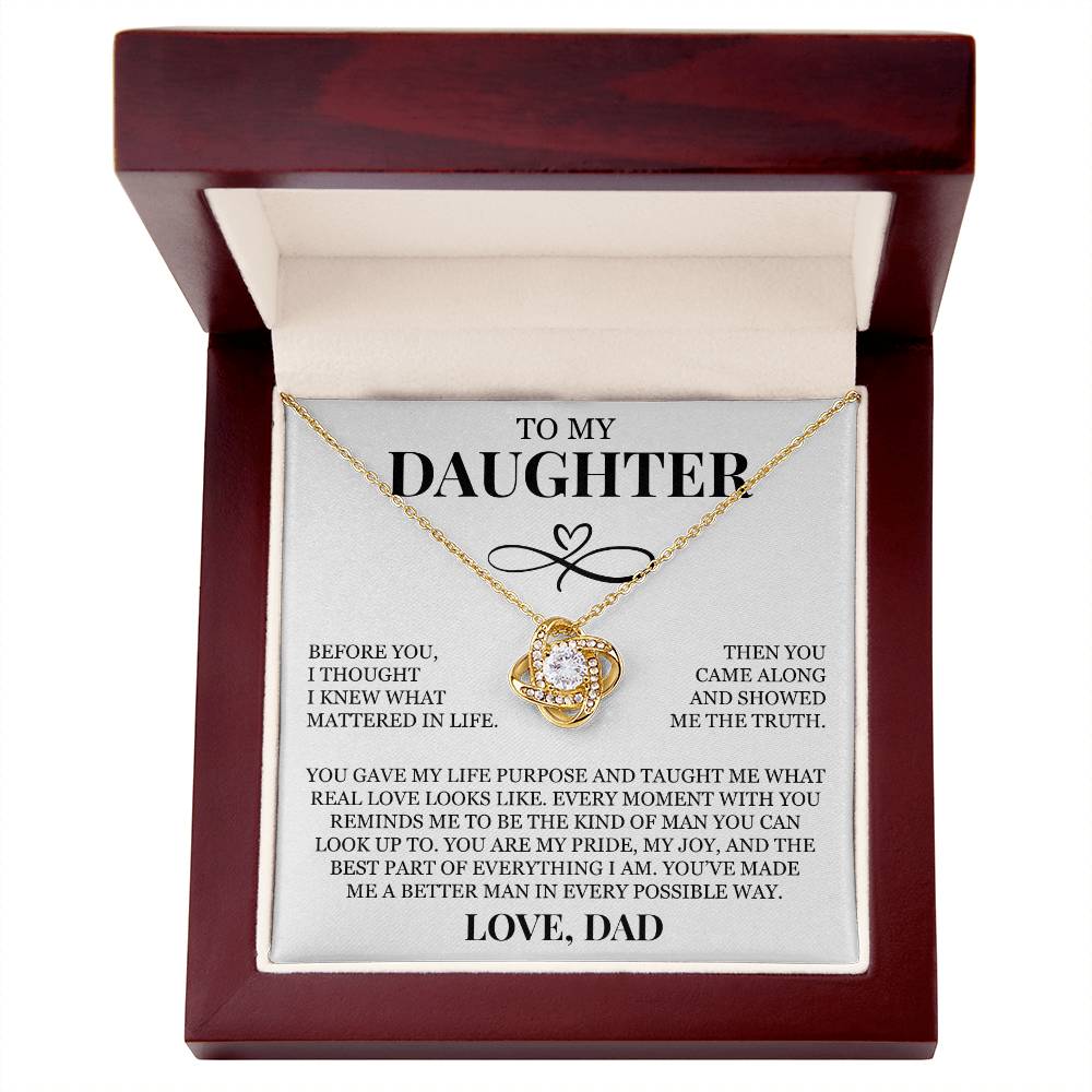 To My Daughter "You Gave My Life Purpose" Love Knot Necklace