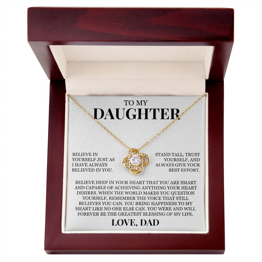 To My Daughter "I Have Always Believed In You" Love Knot Necklace