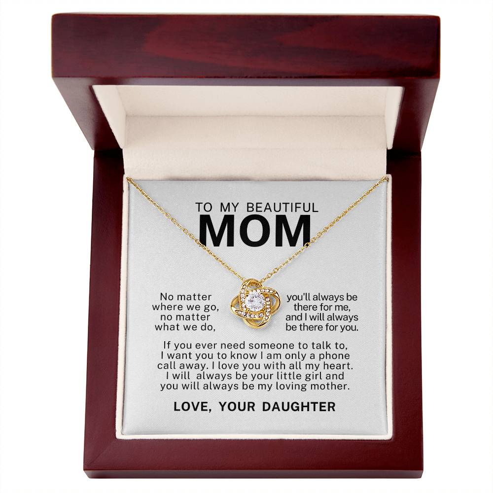 To My Beautiful Mom, Love Knot Necklace