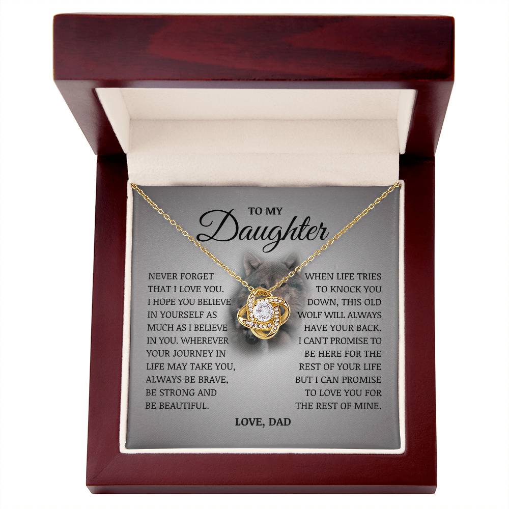 To My Daughter "I Believe In You" Love Knot Necklace