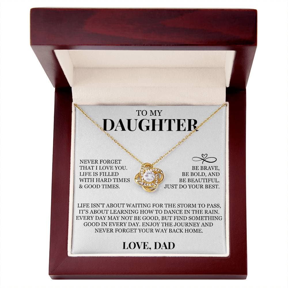 To My Daughter "Never Forget That I Love You" Love Knot Necklace