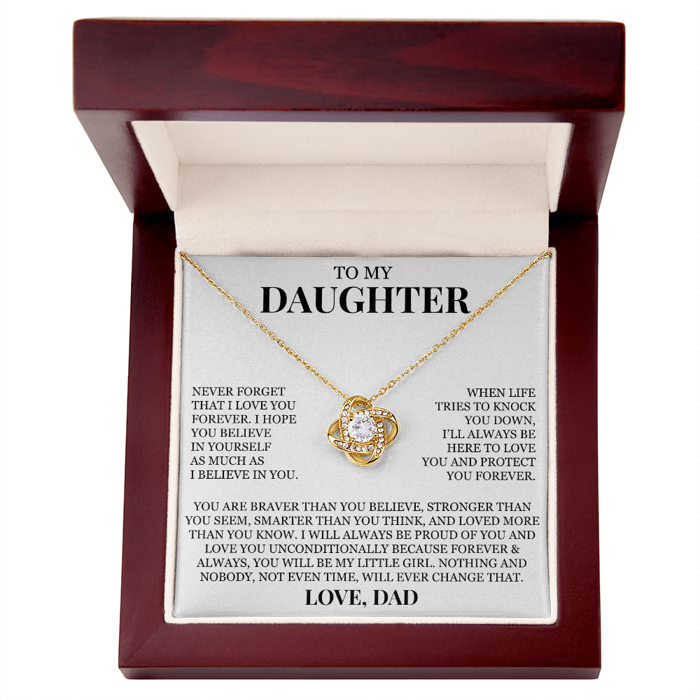 To My Daughter "Never Forget That I Love You" Love Knot Necklace