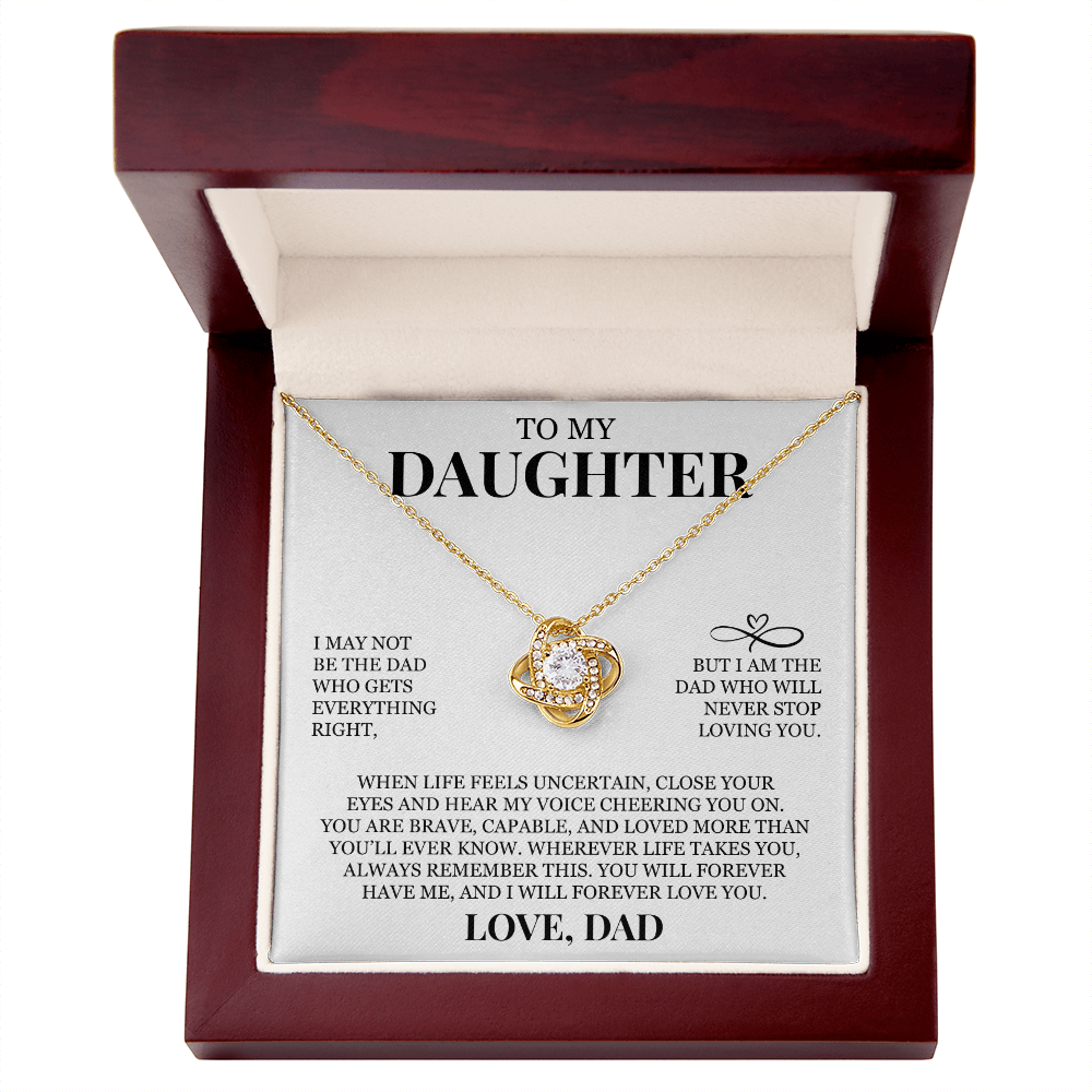 To My Daughter "I Will Never Stop Loving You" Love Knot Necklace
