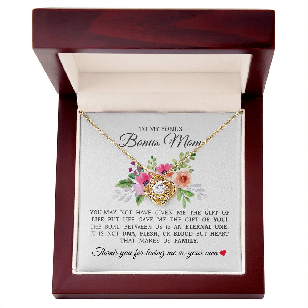 To My Bonus Mom "Thank You For Loving Me As Your Own" Love Knot Necklace