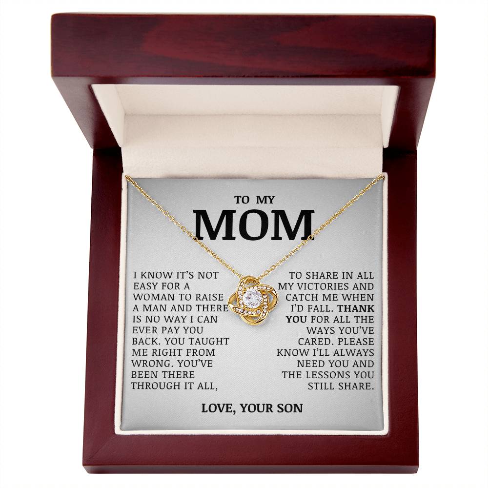 To My Mom "You've Been Through it All" Love Knot Necklace
