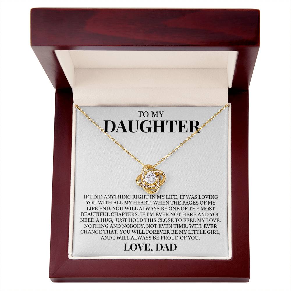 To My Daughter "Hold This Close to Feel My Love" Love Knot Necklace