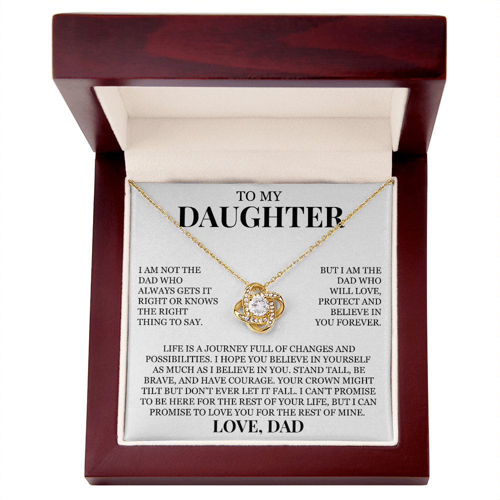 To My Daughter "Love, Protect and Believe In You Forever" Love Knot Necklace