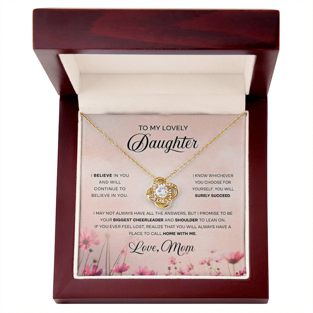 To My Lovely Daughter, Love Knot Necklace