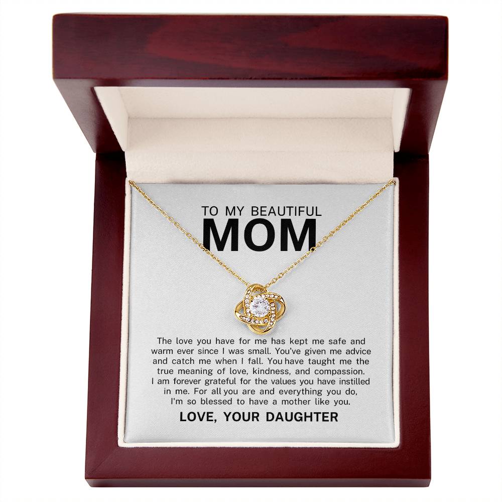 To My Beautiful Mom, Love Knot Necklace