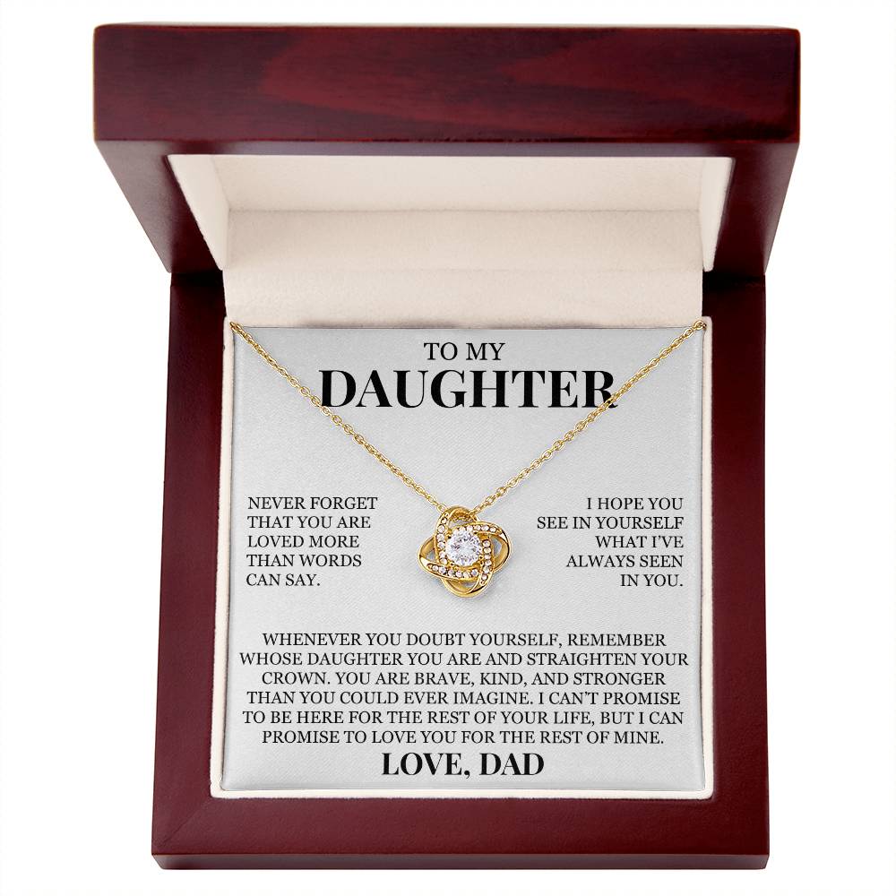 To My Daughter "Never Forget That You Are Loved" Love Knot Necklace
