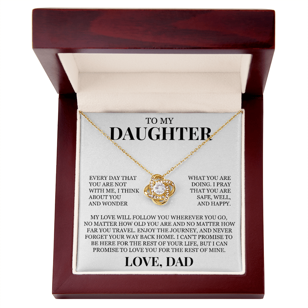To My Daughter "Never Forget Your Way Back Home" Love Knot Necklace