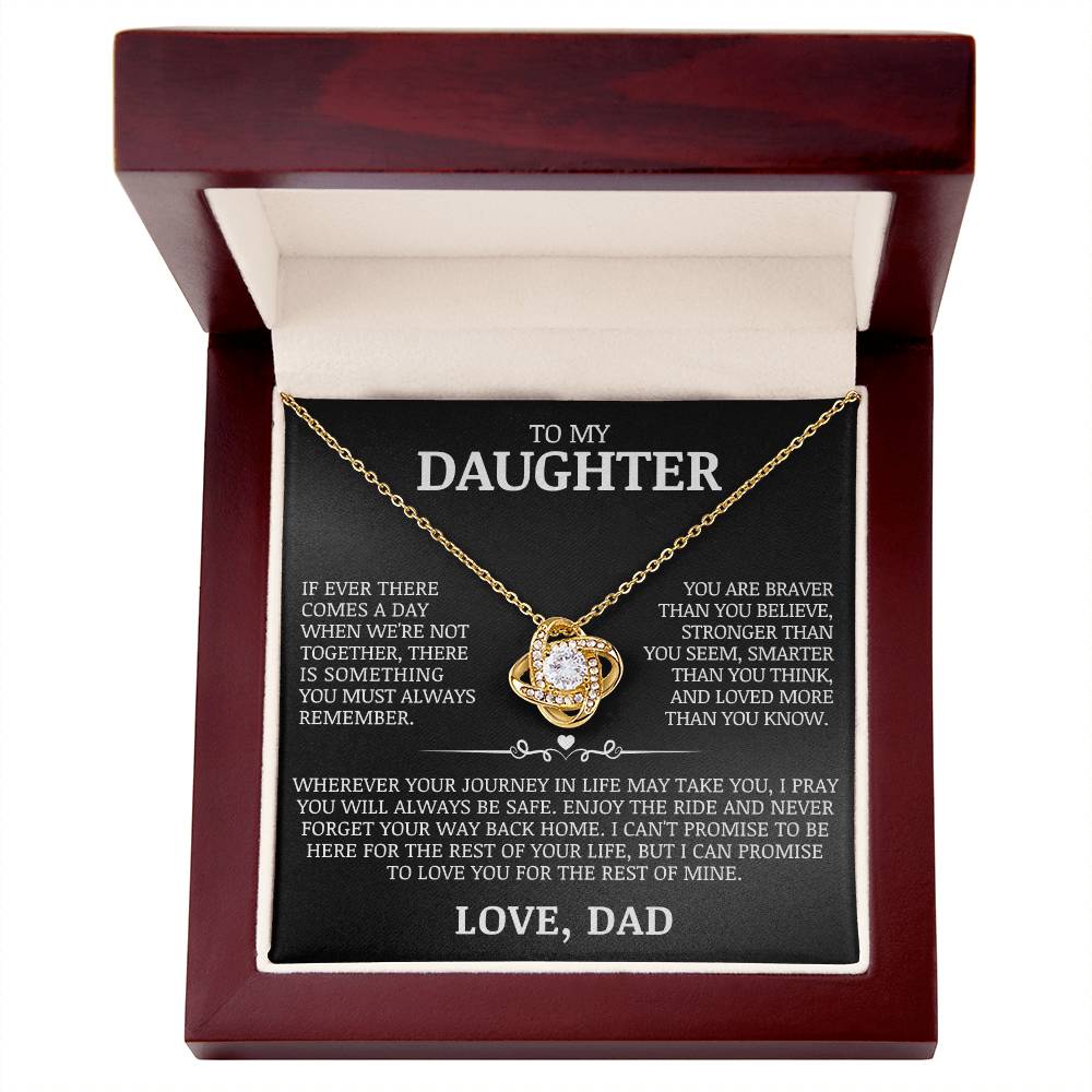 To My Daughter "You Are Braver Than You Believe" Love Knot Necklace