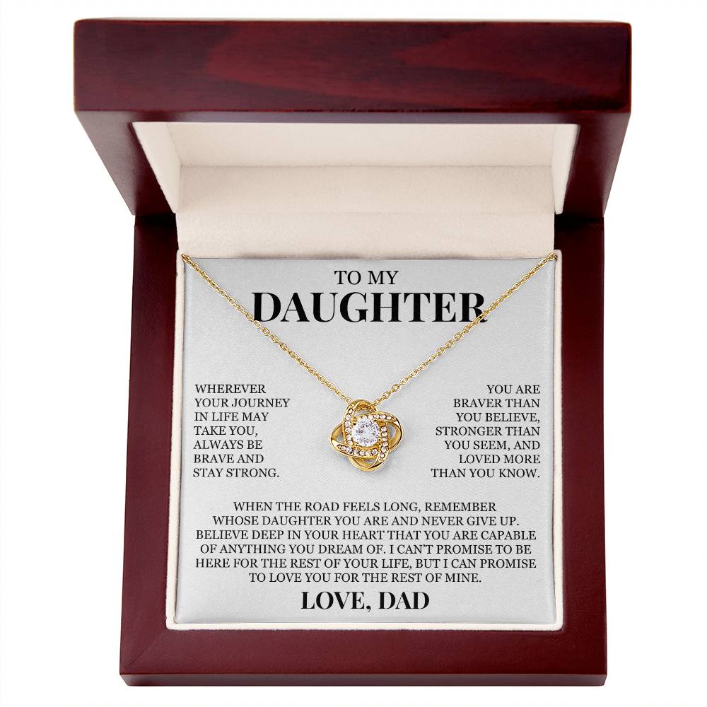 To My Daughter "Never Give Up" Love Knot Necklace