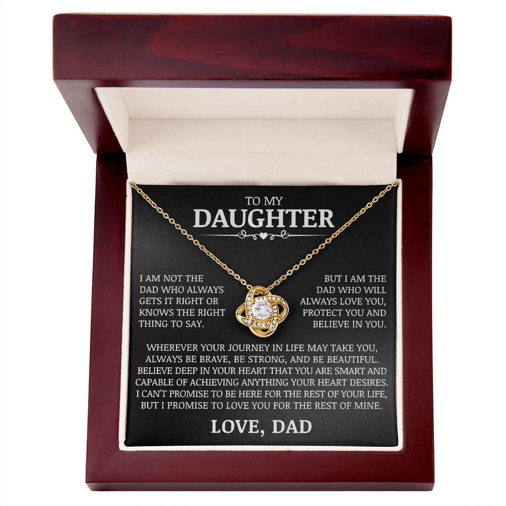To My Daughter "Love You, Protect You and Believe In You" Love Knot Necklace