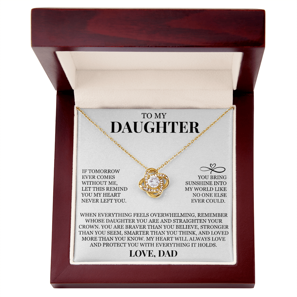 To My Daughter "You Bring Sunshine Into My World" Love Knot Necklace
