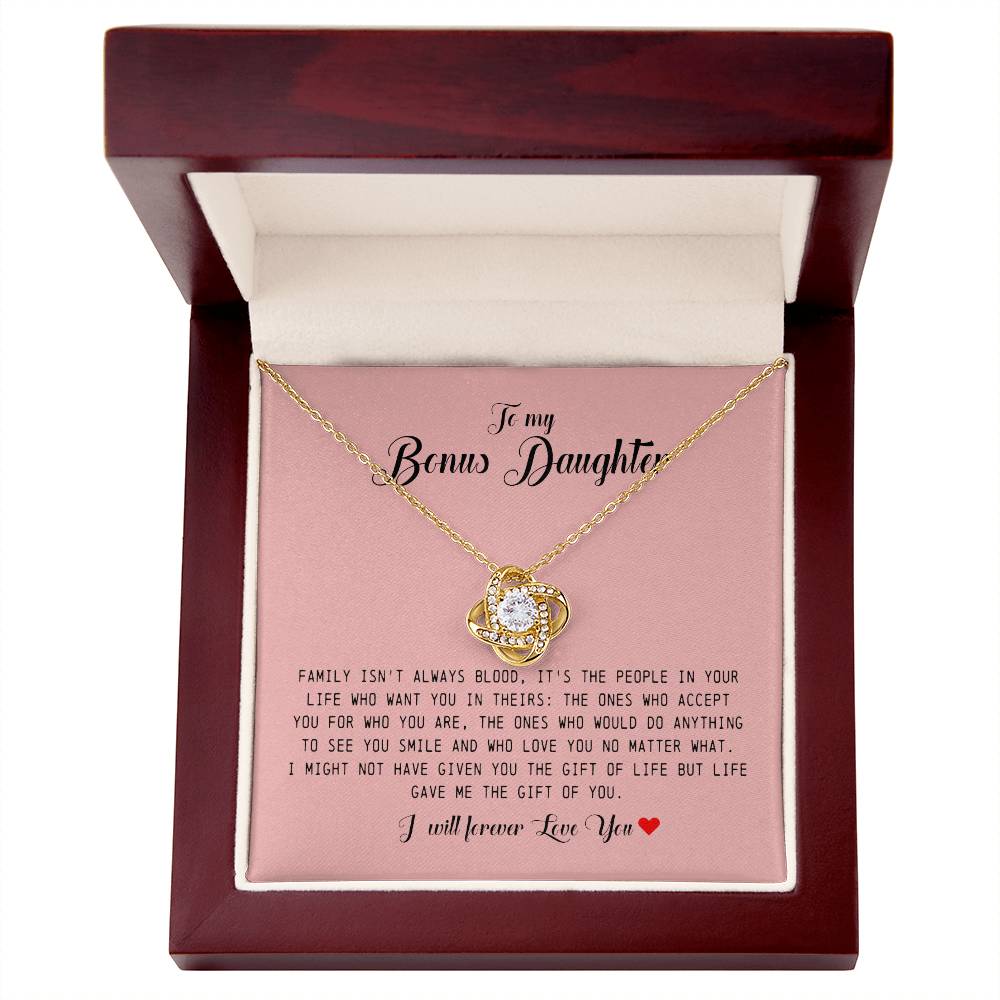To My Bonus Daughter, Love Knot Necklace
