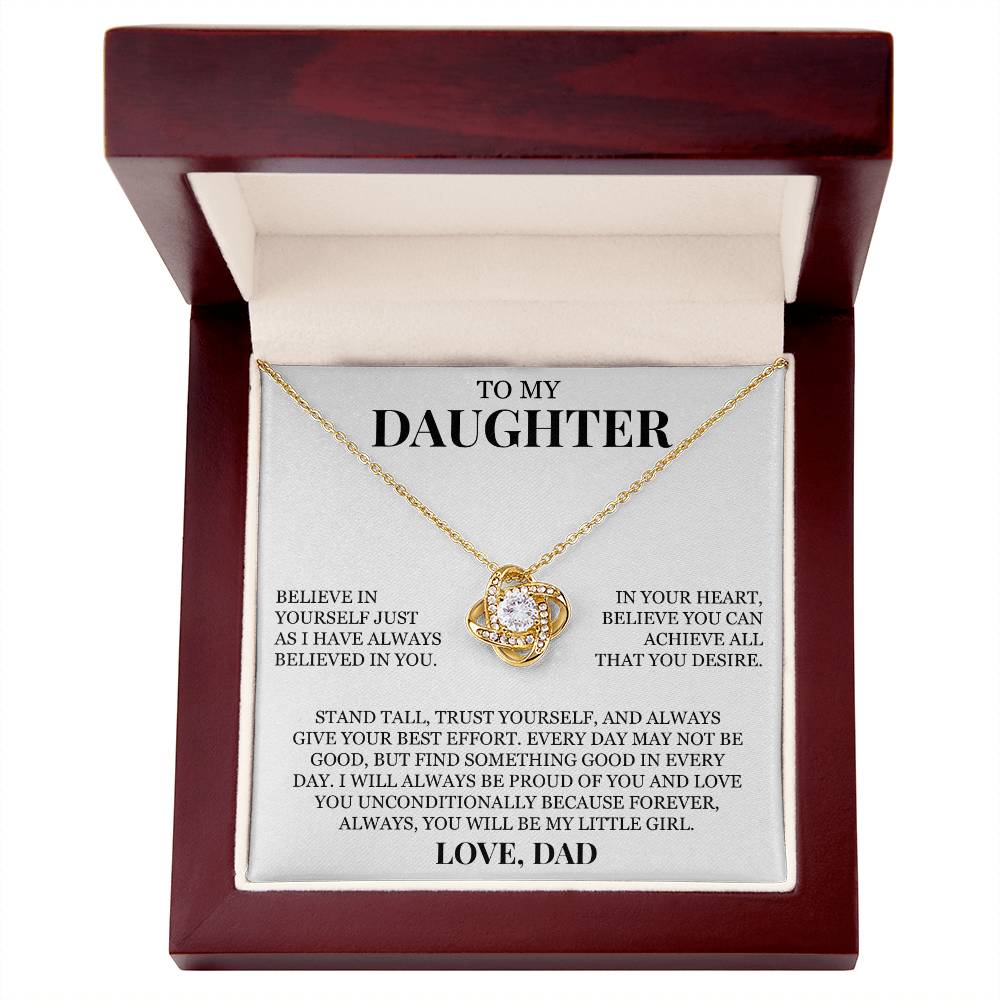 To My Daughter "Believe In Yourself" Love Knot Necklace
