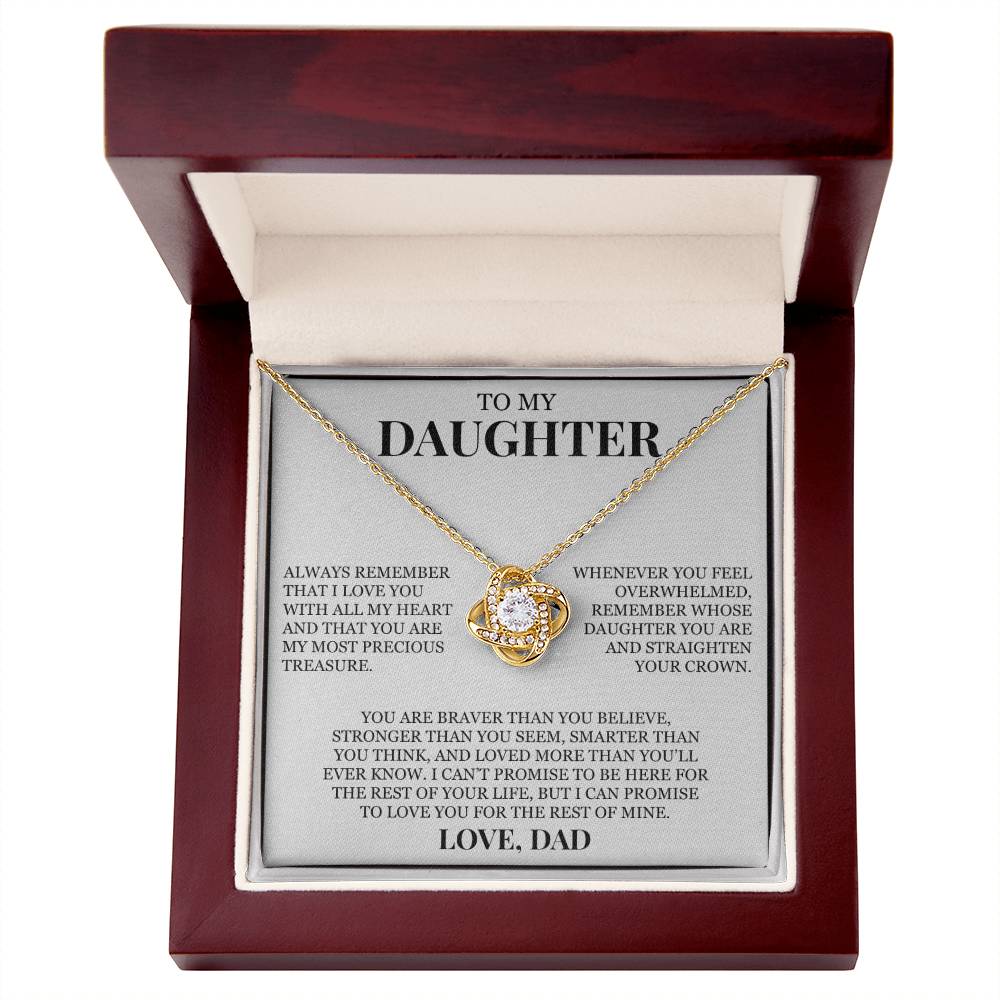 To My Daughter "Always Remember That I Love You" Love Knot Necklace