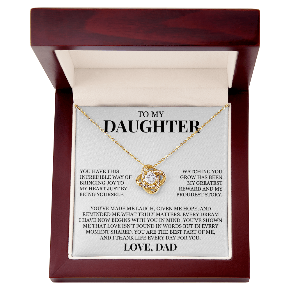 To My Daughter "I Thank Life Every Day For You" Love Knot Necklace