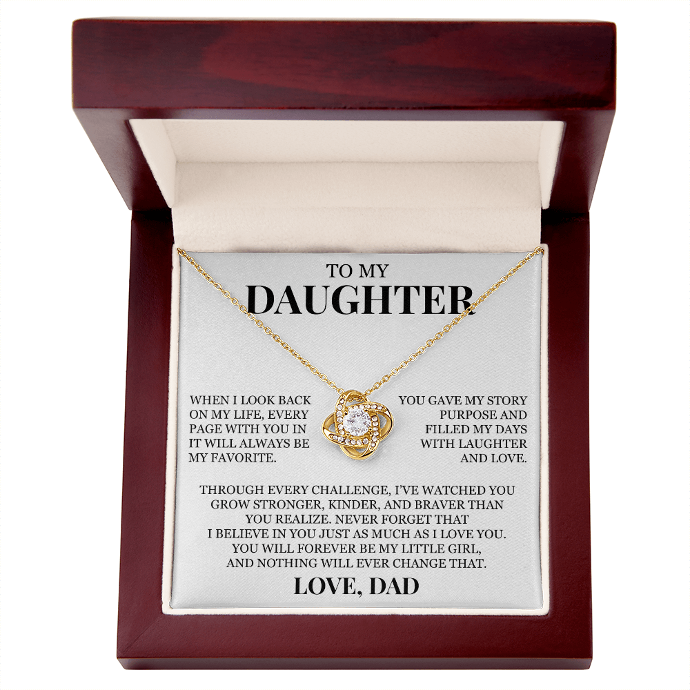 To My Daughter "Never Forget That I Believe In You" Love Knot Necklace